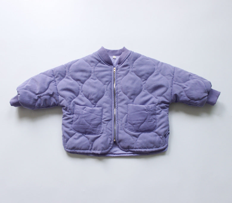 ショートコート・ジャケット・ジャンパー Padded Solid Color Zipper Jacket 中綿 パデッド ジップアップ ジャケット【mh0012252】