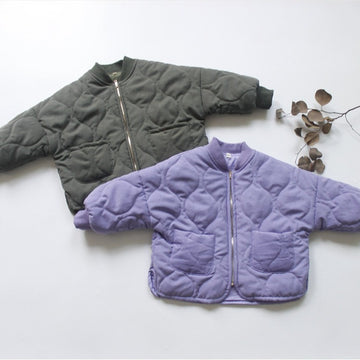 ショートコート・ジャケット・ジャンパー Padded Solid Color Zipper Jacket 中綿 パデッド ジップアップ ジャケット【mh0012252】