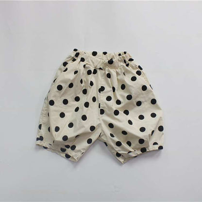ハーフパンツ・ショートパンツ Polka Dot Cotton Linen Cropped Pants みずたま コットンリネン クロップドパンツ【mh0012005】