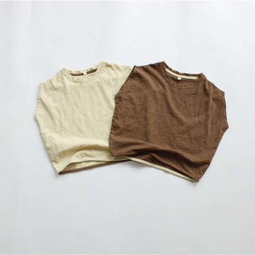 タンクトップ・キャミソール・ノースリーブトップス Slub Cotton Solid Crew Neck Top スラブコットン クルーネック ノースリーブ Tシャツ【mh0012009】