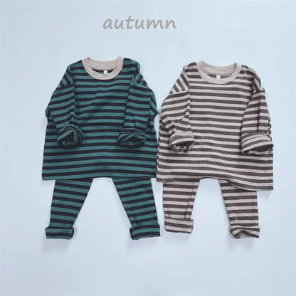 レギンスパンツ キッズ 長袖Tシャツ レギンスパンツ 単品 ボーダー シンプル ベーシック パープル グリーン ブラック コーヒー 4カラー ユニセックス 男の子 女の子 子供服【mh0002992】