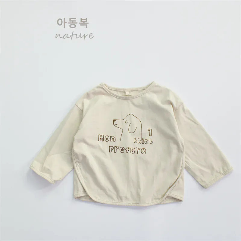 長袖Tシャツ Apricot / 2T (90) キッズトップス 犬ドッグロゴプリント長袖Tシャツ【mh0008882】