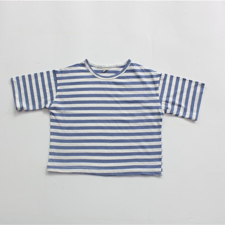半袖Tシャツ Blue / 12M 80cm キッズ ボーダー 半袖 ルーズ Tシャツ トップス【mh0000724】