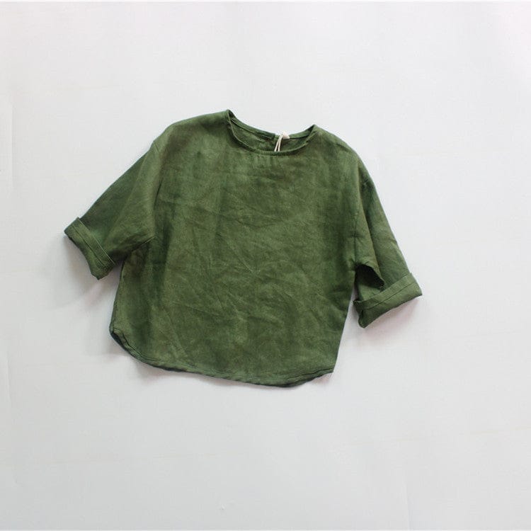 長袖Tシャツ Green / 12M 80cm キッズ コットンリネン 長袖 シャツ トップス【mh0000728】