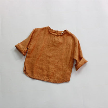 長袖Tシャツ Orange / 12M 80cm キッズ コットンリネン 長袖 シャツ トップス【mh0000728】