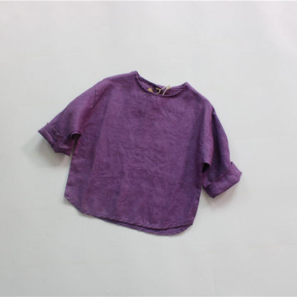 長袖Tシャツ Purple / 12M 80cm キッズ コットンリネン 長袖 シャツ トップス【mh0000728】