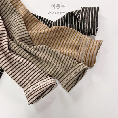 長袖Tシャツ キッズ ハイネックTシャツ ボーダー シンプルベーシック インナー 4カラー ユニセックス 男の子 女の子 子供服【mh0003011】