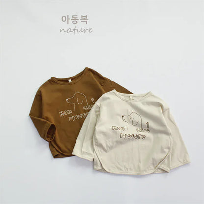 長袖Tシャツ キッズトップス 犬ドッグロゴプリント長袖Tシャツ【mh0008882】