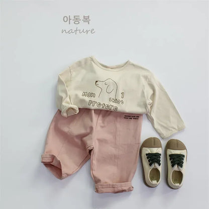 長袖Tシャツ キッズトップス 犬ドッグロゴプリント長袖Tシャツ【mh0008882】