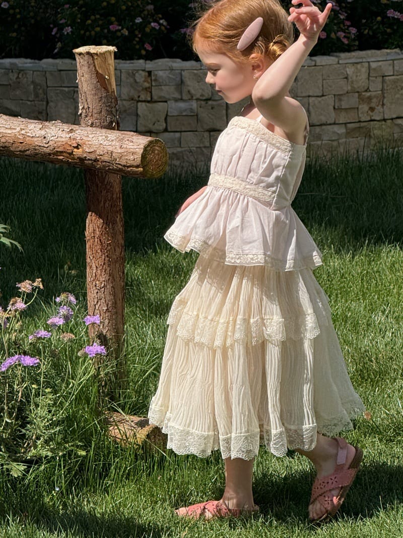 French Lace Patchwork Pleated Chiffon Skirt Set レトロ キャミソール スカート【mh0013254】 Chengle ノースリーブセットアップ