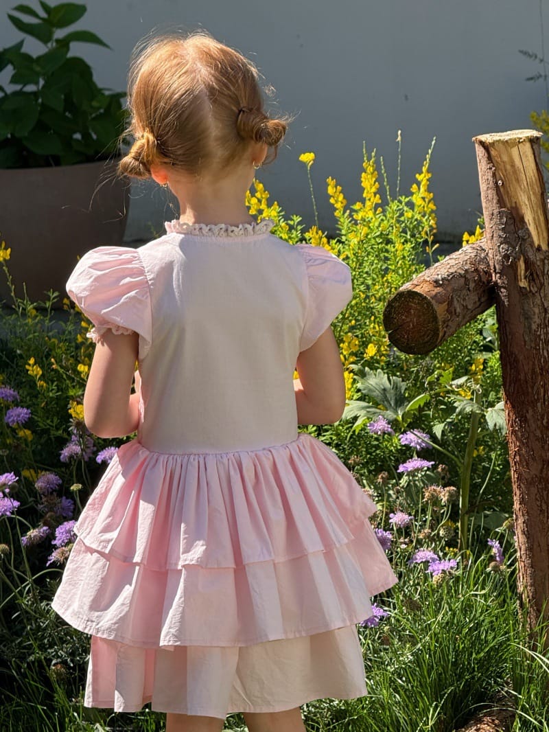 French Vintage Puff Sleeve Princess Dress ティアード 半袖ワンピース【mh0013252】 Chengle 半袖ワンピース