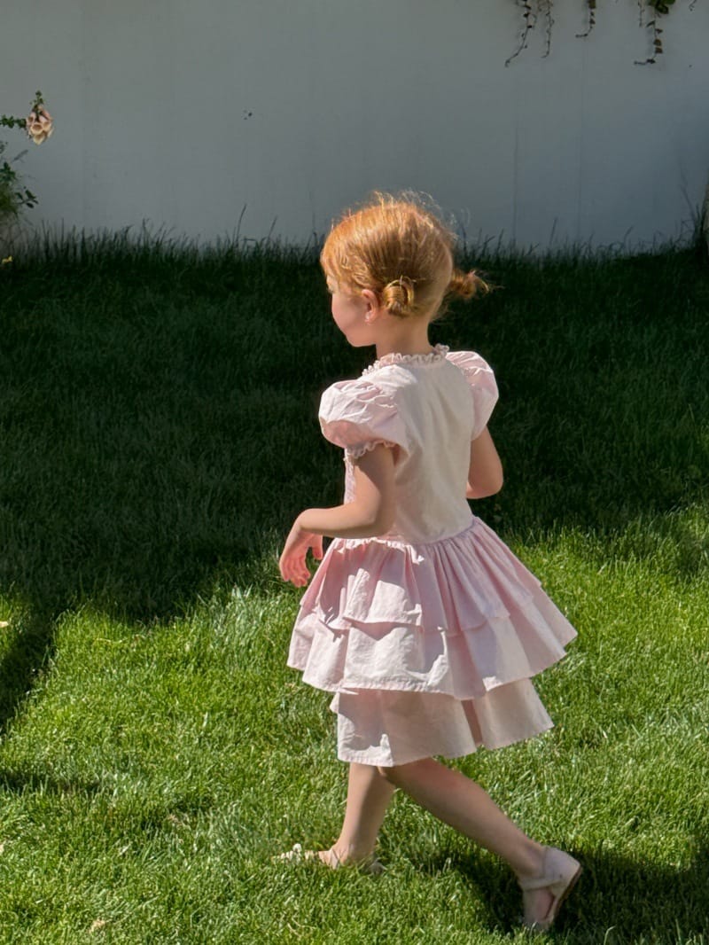 French Vintage Puff Sleeve Princess Dress ティアード 半袖ワンピース【mh0013252】 Chengle 半袖ワンピース