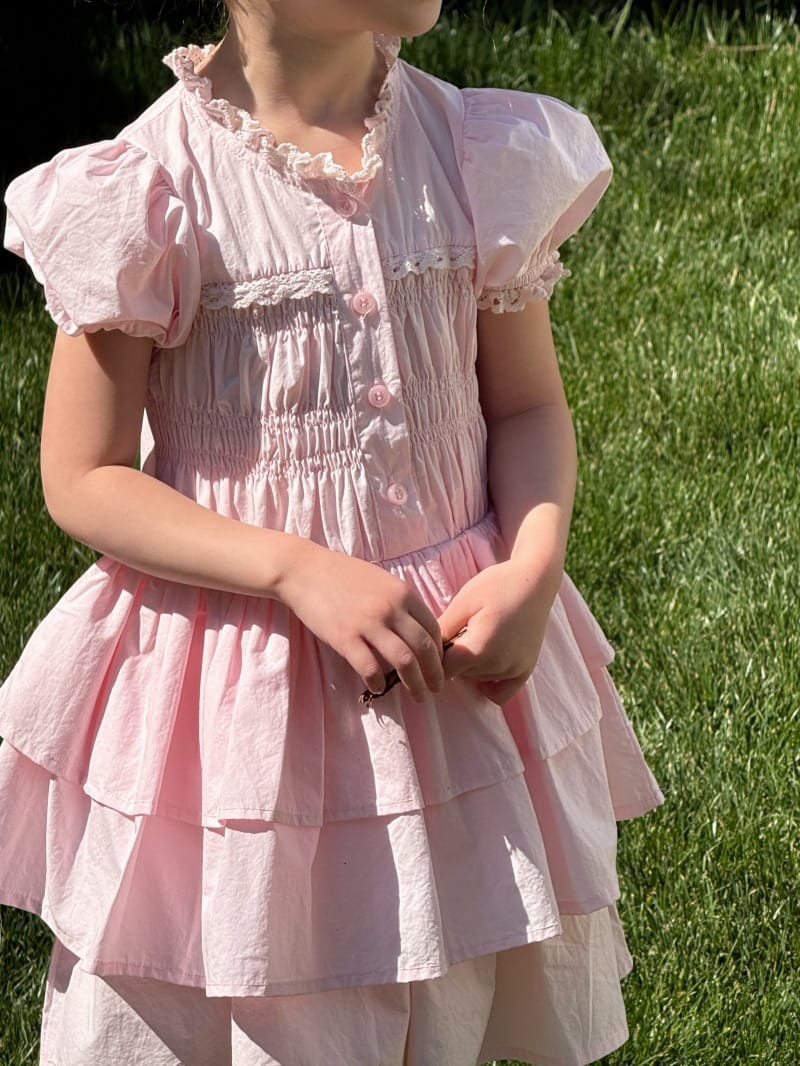 French Vintage Puff Sleeve Princess Dress ティアード 半袖ワンピース【mh0013252】 Chengle 半袖ワンピース