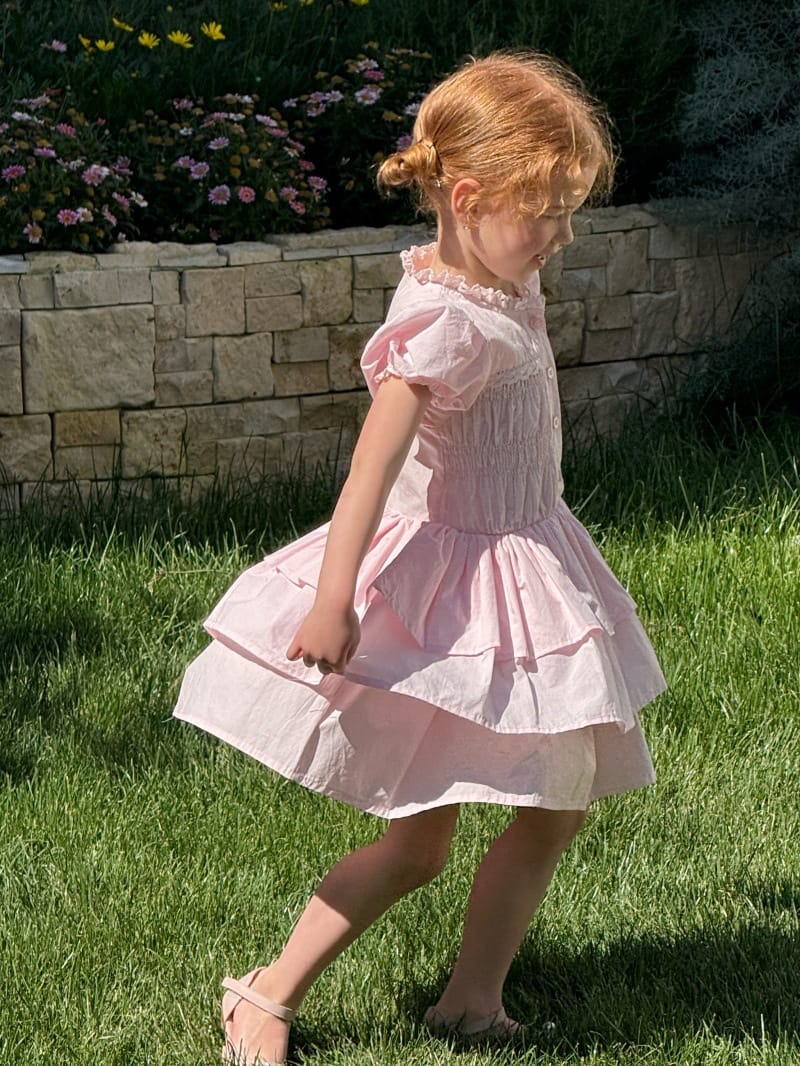 French Vintage Puff Sleeve Princess Dress ティアード 半袖ワンピース【mh0013252】 Chengle 半袖ワンピース