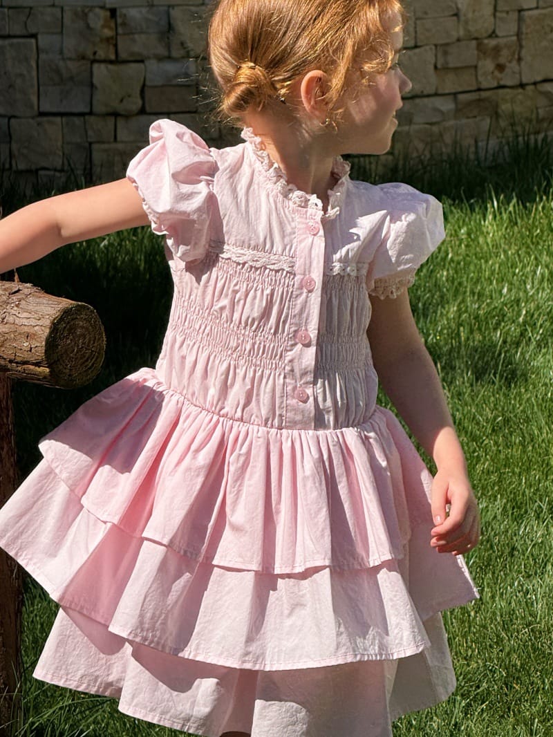 French Vintage Puff Sleeve Princess Dress ティアード 半袖ワンピース【mh0013252】 Chengle 半袖ワンピース