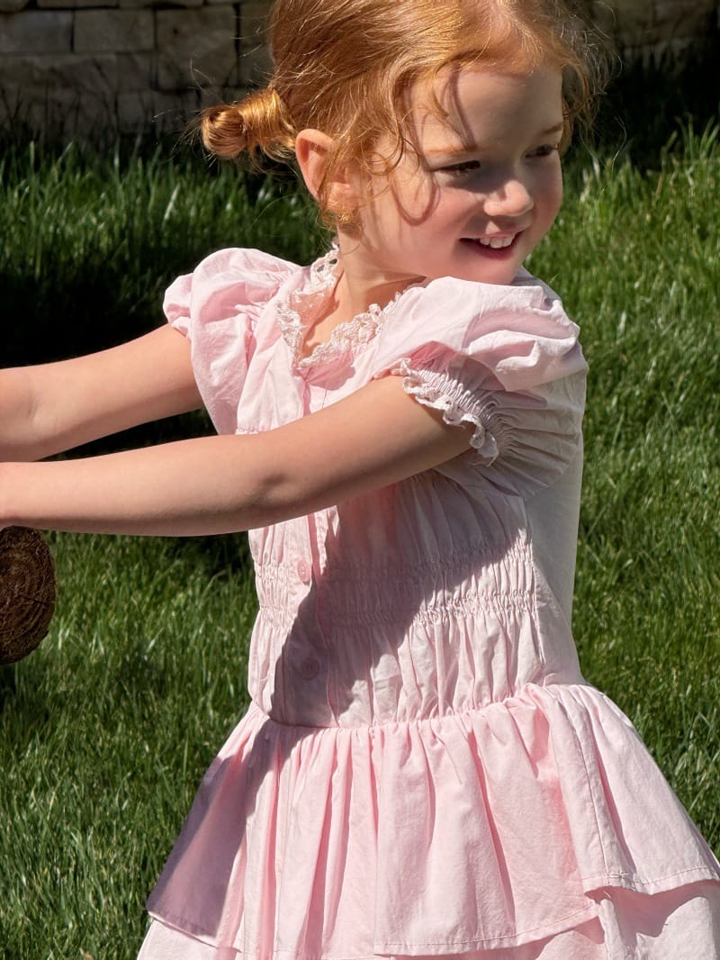 French Vintage Puff Sleeve Princess Dress ティアード 半袖ワンピース【mh0013252】 Chengle 半袖ワンピース