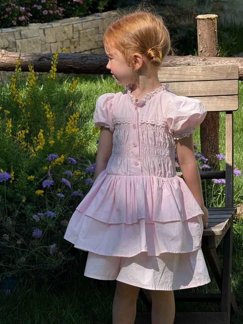 French Vintage Puff Sleeve Princess Dress ティアード 半袖ワンピース【mh0013252】 Chengle 半袖ワンピース