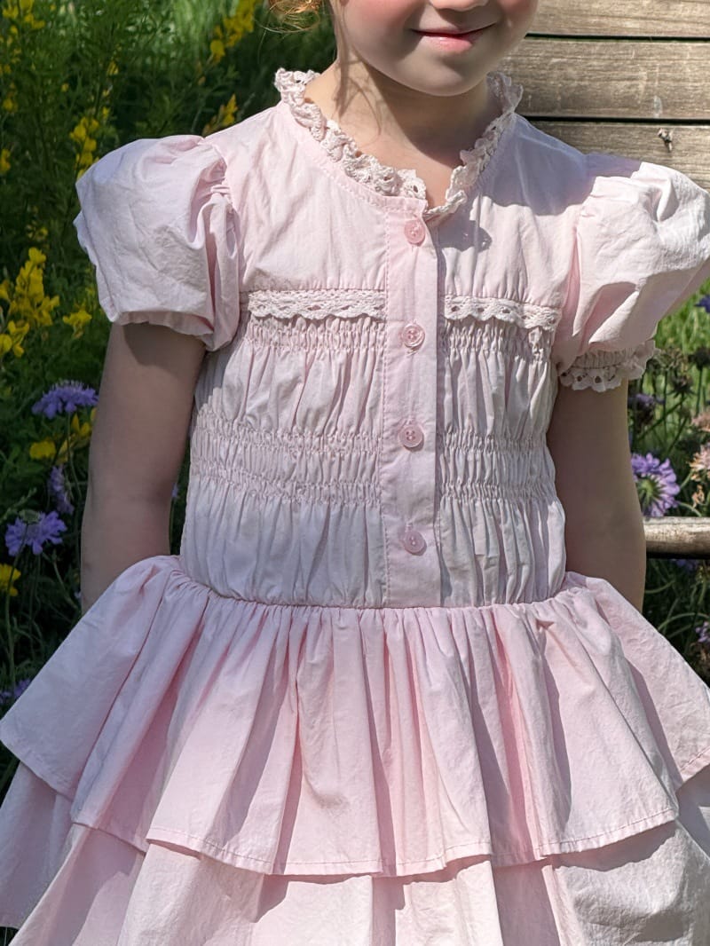 French Vintage Puff Sleeve Princess Dress ティアード 半袖ワンピース【mh0013252】 Chengle 半袖ワンピース