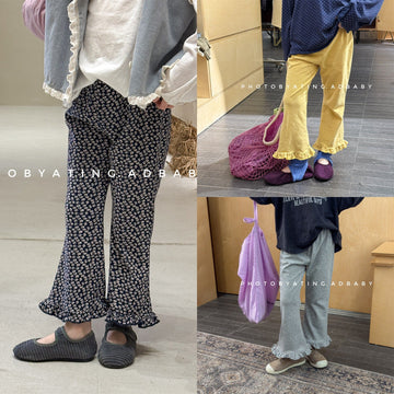 Frill Hem Flare Pants フリル裾 フレア レギンスパンツ【mh0012466】 ADbaby レギンスパンツ