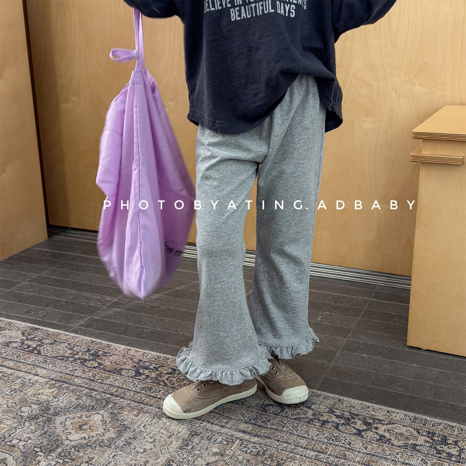 Frill Hem Flare Pants フリル裾 フレア レギンスパンツ【mh0012466】 ADbaby レギンスパンツ