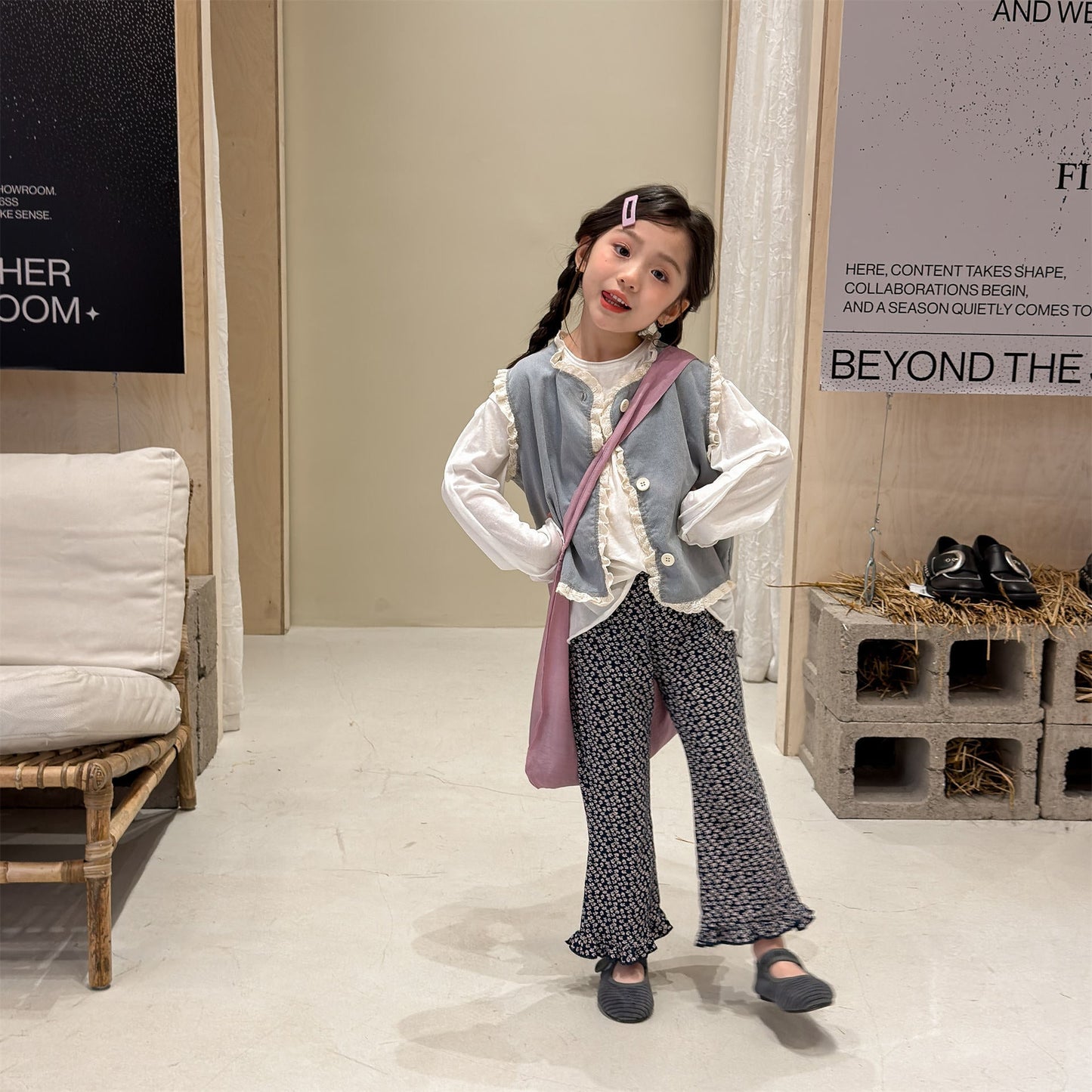 Frill Hem Flare Pants フリル裾 フレア レギンスパンツ【mh0012466】 ADbaby レギンスパンツ