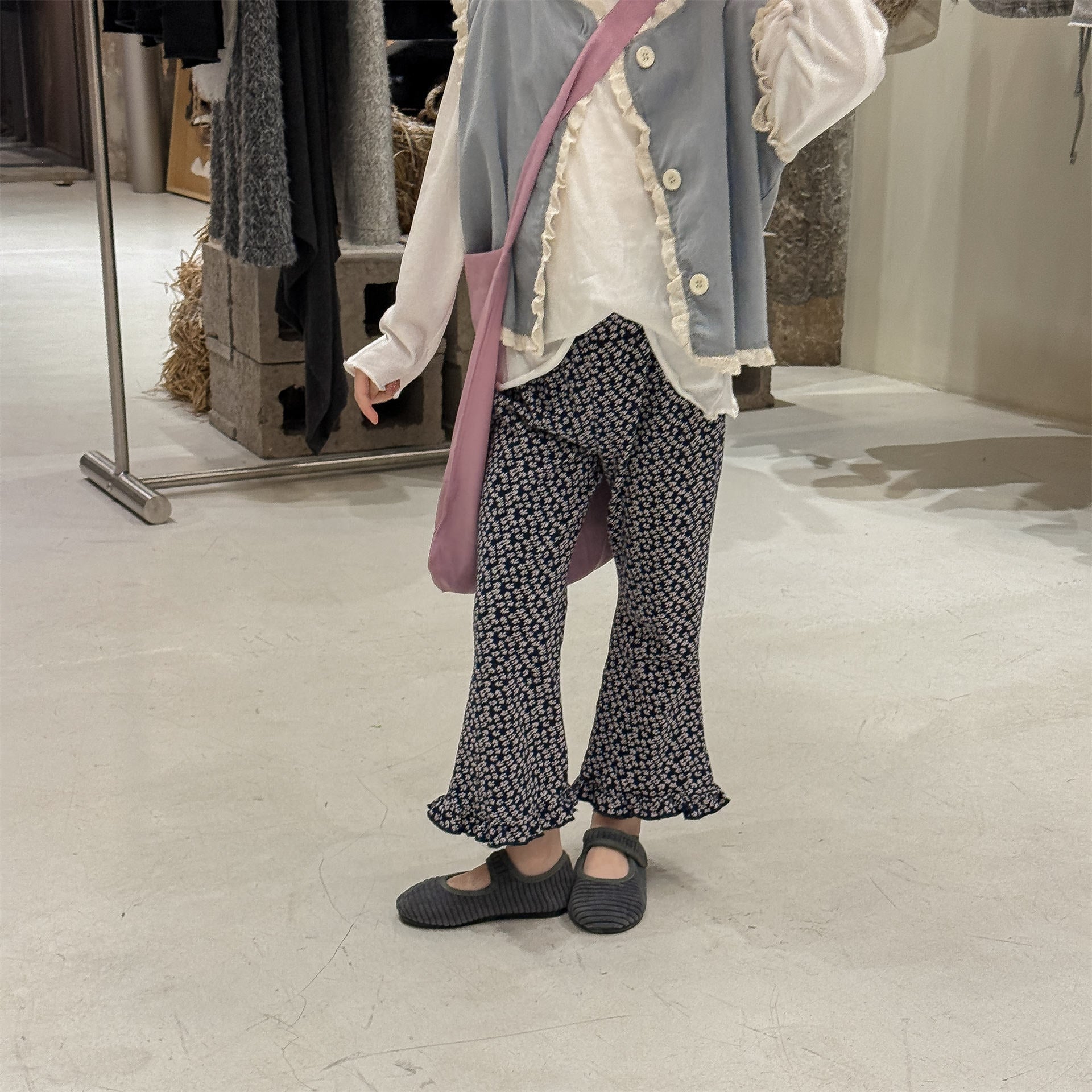 Frill Hem Flare Pants フリル裾 フレア レギンスパンツ【mh0012466】 ADbaby レギンスパンツ