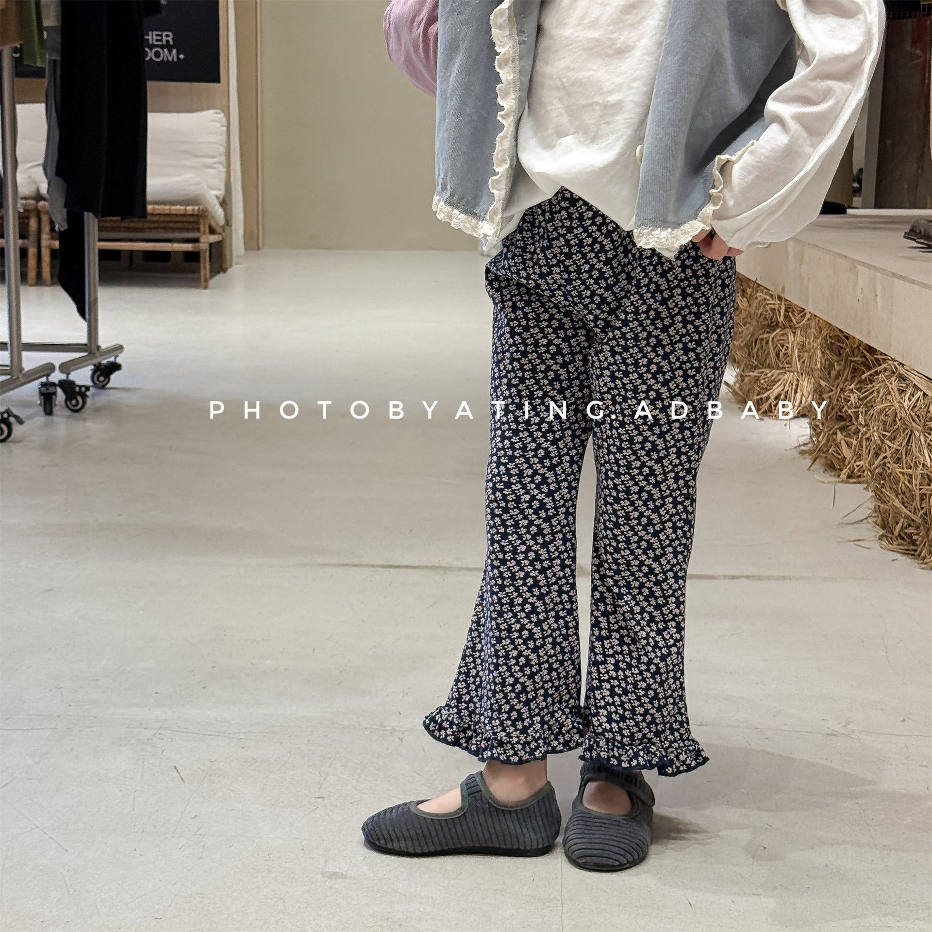 Frill Hem Flare Pants フリル裾 フレア レギンスパンツ【mh0012466】 ADbaby レギンスパンツ
