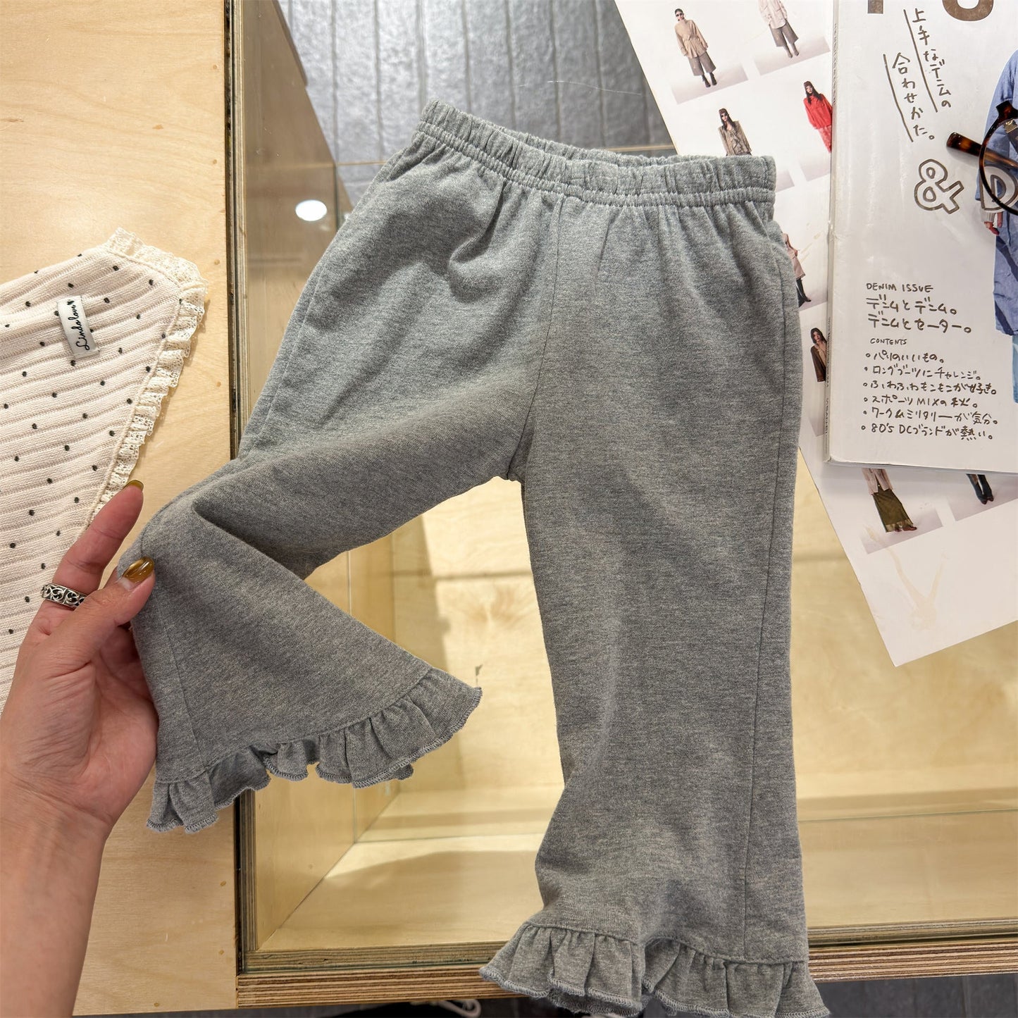 Frill Hem Flare Pants フリル裾 フレア レギンスパンツ【mh0012466】 Light Gray / 80cm ADbaby レギンスパンツ