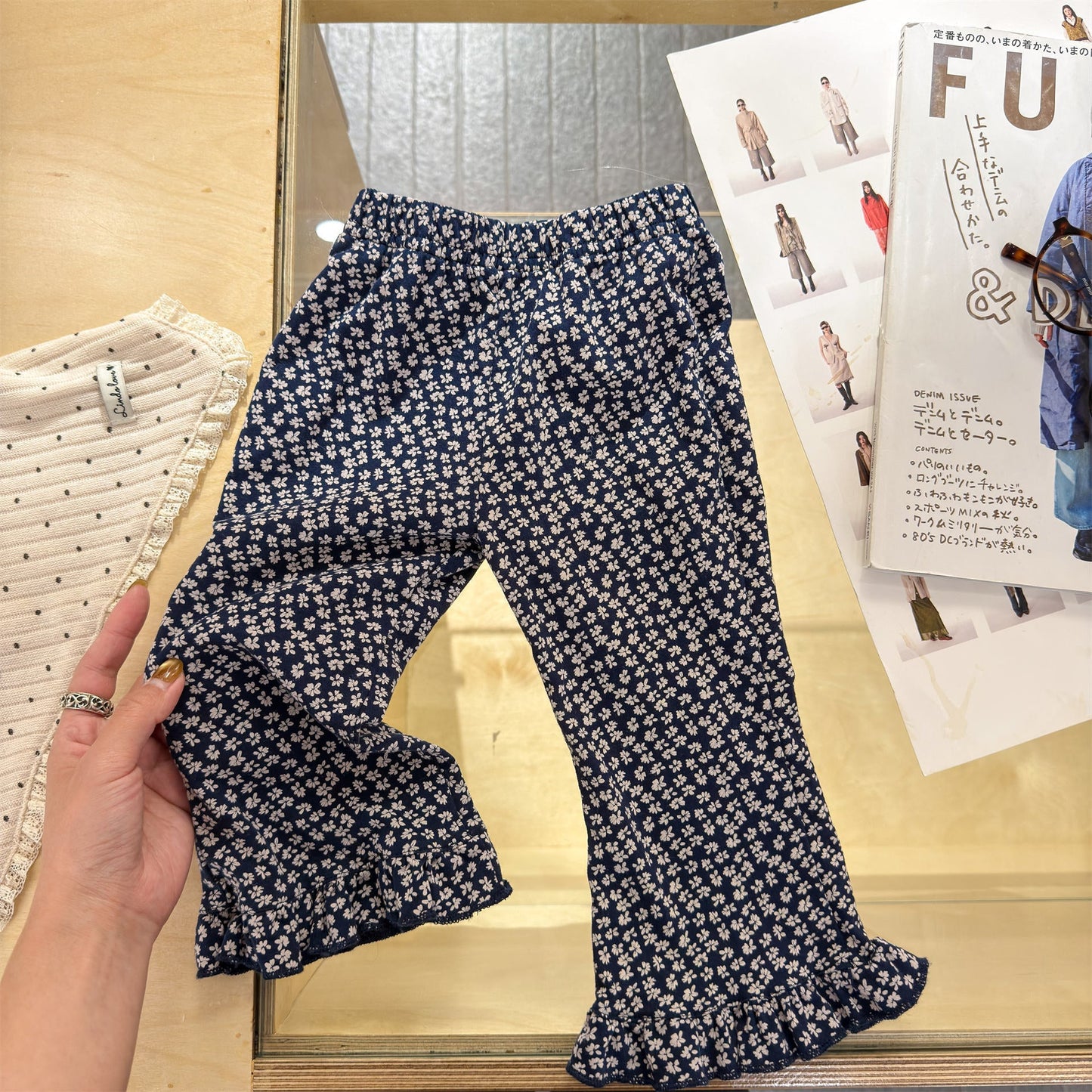 Frill Hem Flare Pants フリル裾 フレア レギンスパンツ【mh0012466】 Navy / 80cm ADbaby レギンスパンツ