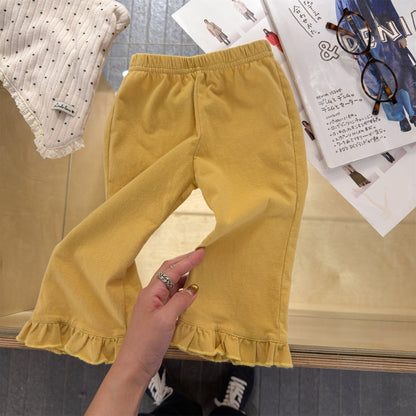 Frill Hem Flare Pants フリル裾 フレア レギンスパンツ【mh0012466】 Yellow / 80cm ADbaby レギンスパンツ