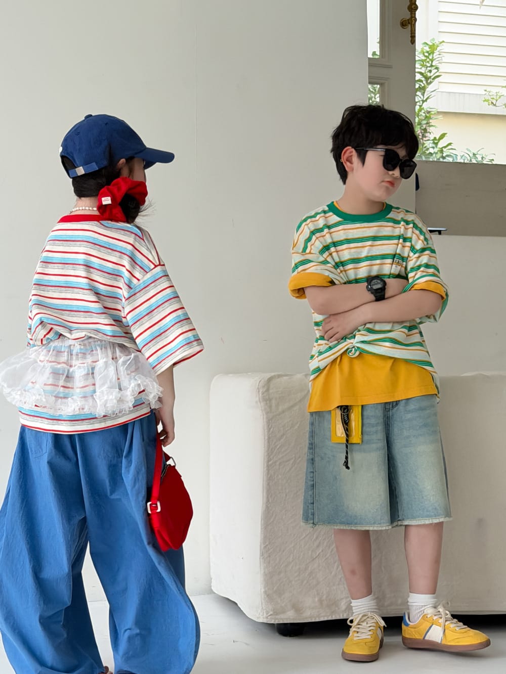 Fringed Distressed Denim Shorts ウォッシュ ハーフパンツ【mh0013511】 KUMAI.KIDS ハーフパンツ・ショートパンツ
