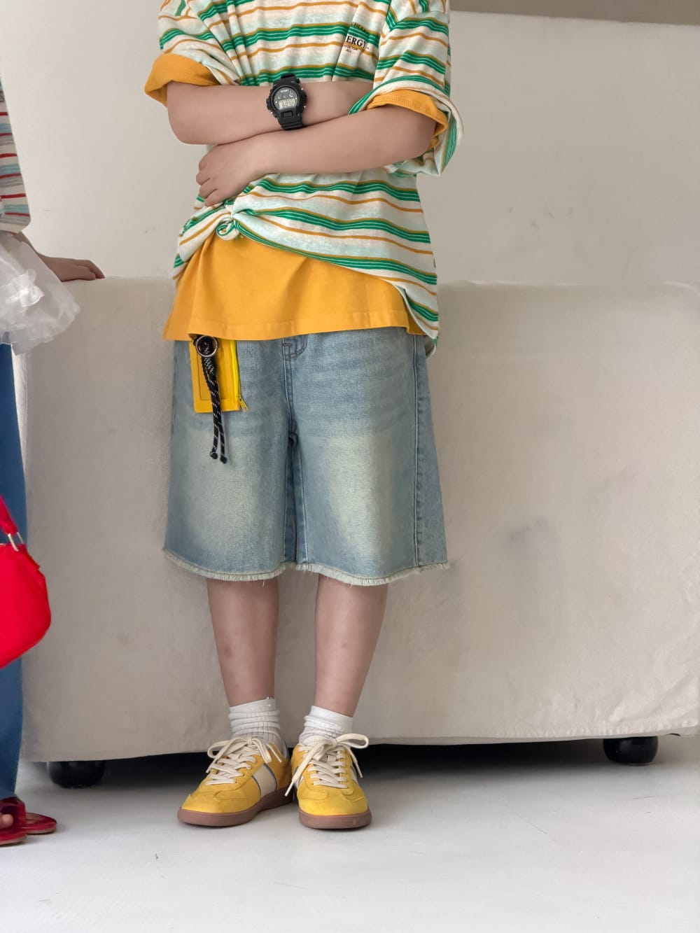 Fringed Distressed Denim Shorts ウォッシュ ハーフパンツ【mh0013511】 KUMAI.KIDS ハーフパンツ・ショートパンツ