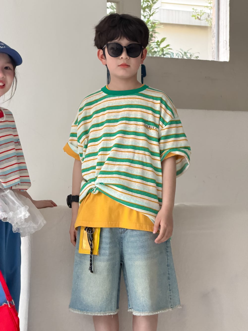 Fringed Distressed Denim Shorts ウォッシュ ハーフパンツ【mh0013511】 KUMAI.KIDS ハーフパンツ・ショートパンツ