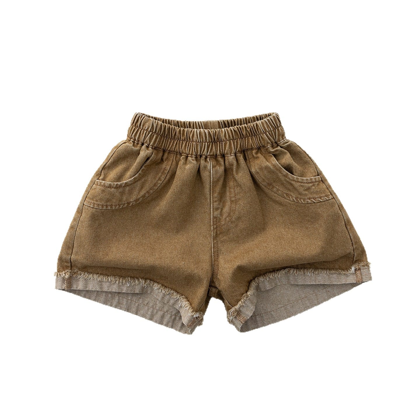 Fringed-Hem Denim Shorts カットオフ ハーフパンツ【mh0013145】 명옥 muziyouyou ハーフパンツ・ショートパンツ