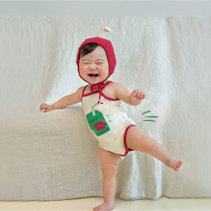 Fruit Juice Print Sleeveless Romper Hat Set フルーツ キャミソールロンパース 帽子 セット【mh0013374】 Apple / 66cm TOMMY'S GIFTS ノースリーブロンパース