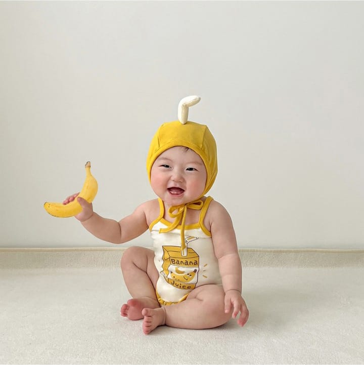 Fruit Juice Print Sleeveless Romper Hat Set フルーツ キャミソールロンパース 帽子 セット【mh0013374】 Banana / 66cm TOMMY'S GIFTS ノースリーブロンパース