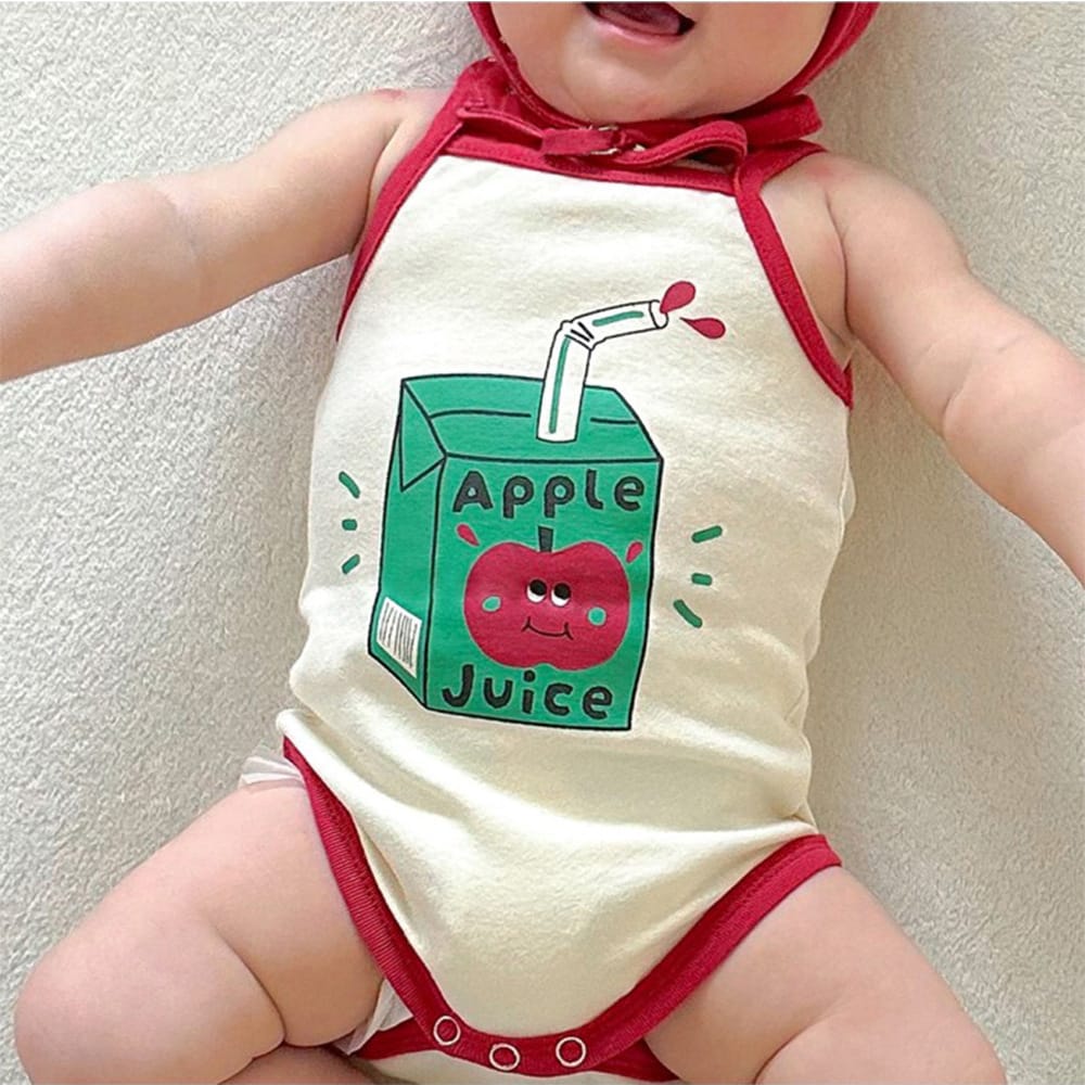 Fruit Juice Print Sleeveless Romper Hat Set フルーツ キャミソールロンパース 帽子 セット【mh0013374】 TOMMY'S GIFTS ノースリーブロンパース