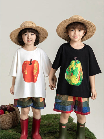 Fruit Painting Cotton T-shirt アート フルーツ プリント Tシャツ【mh0012743】 YoehYaul 半袖Tシャツ