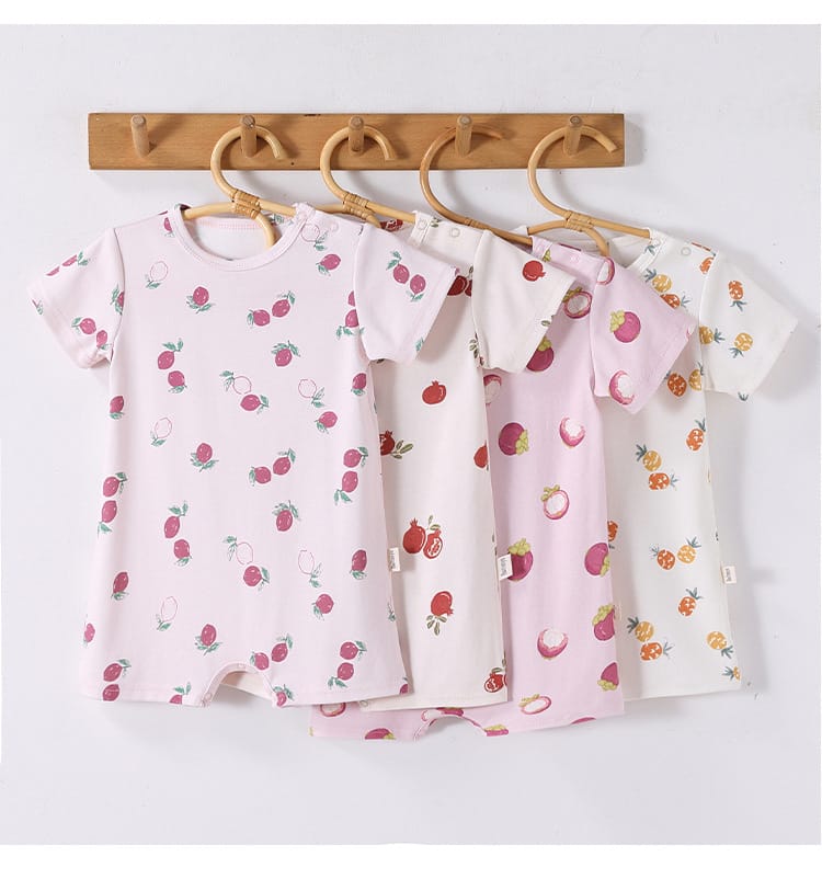 Fruit Pattern Cotton Romper フルーツ 半袖ロンパース【mh0013044】 Beitaoya 半袖ロンパース