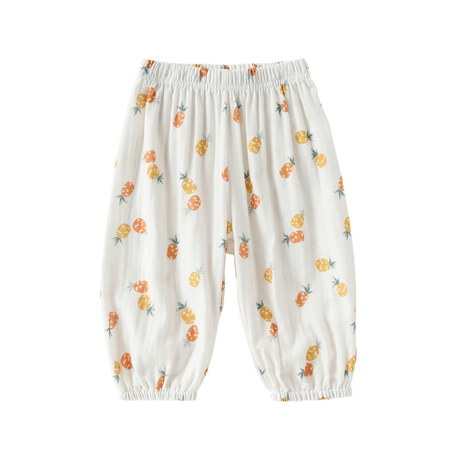 Fruit Print Cotton Pants アニマル＆フルーツ ロングパンツ【mh0013045】 White pineapple / 73cm Beitaoya ロングパンツ・スウェットパンツ