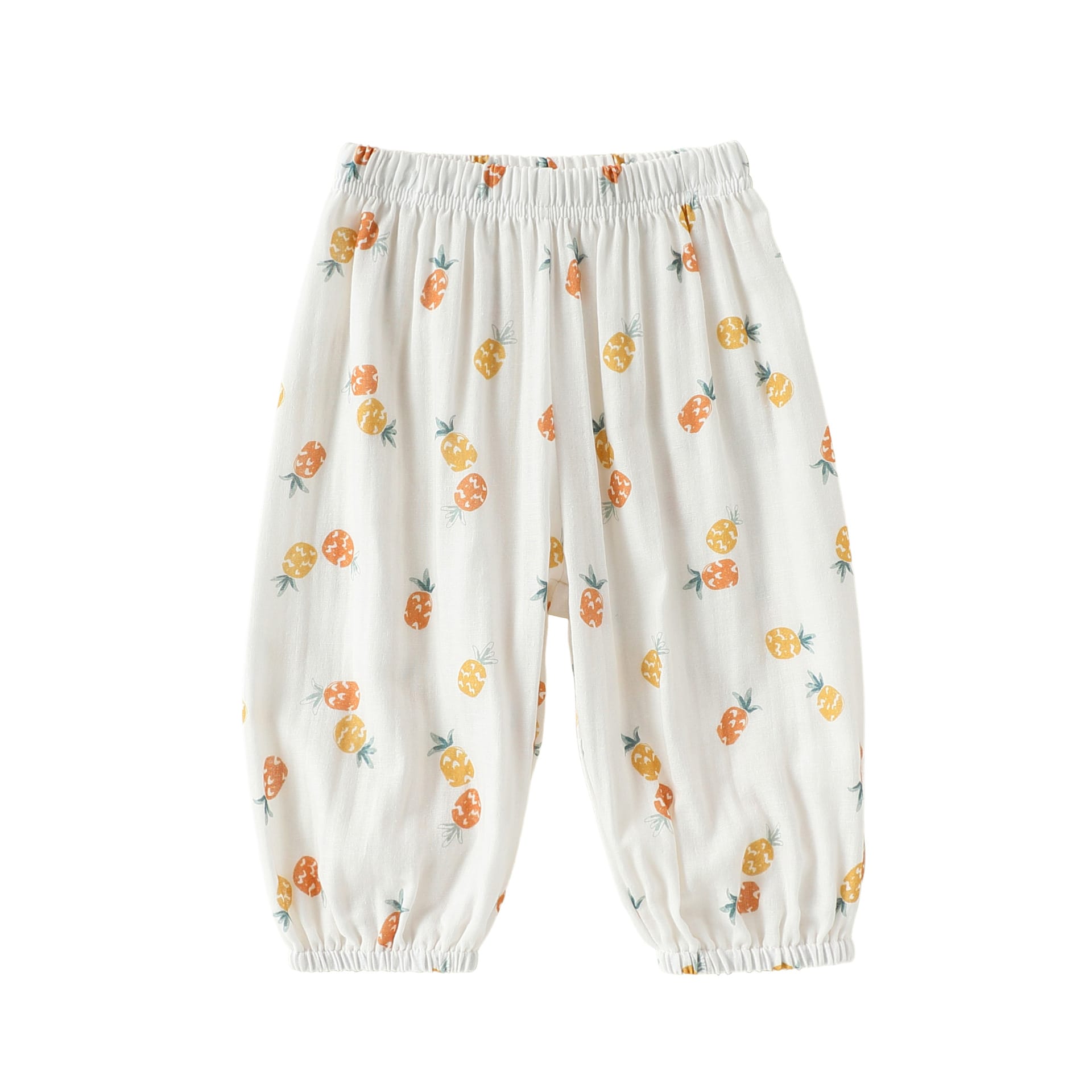 Fruit Print Cotton Pants アニマル＆フルーツ ロングパンツ【mh0013045】 White pineapple / 73cm Beitaoya ロングパンツ・スウェットパンツ