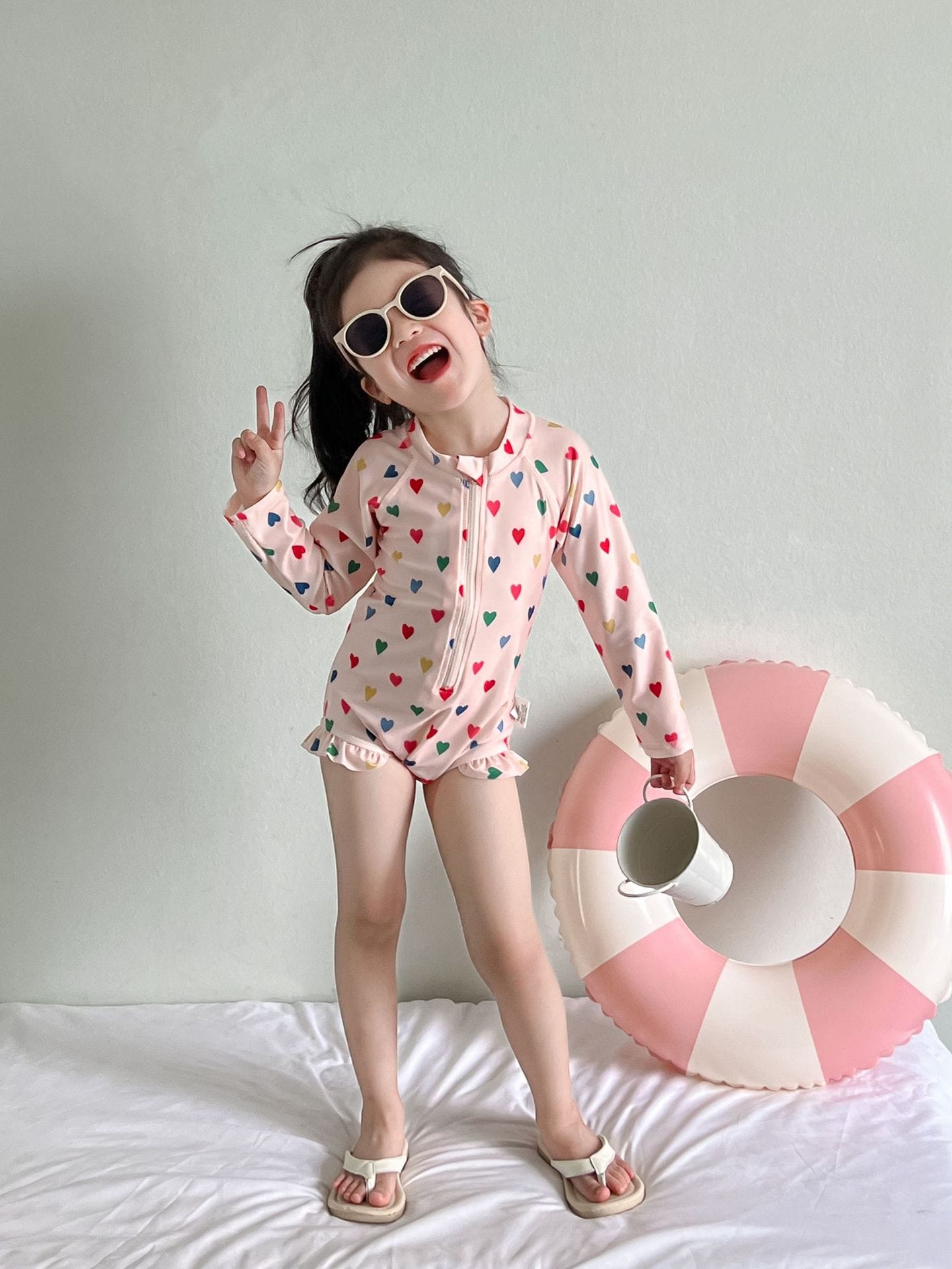 Fruit Print Long-Sleeve One-Piece Swimwear ラッフル 長袖ワンピース水着【mh0013347】 mamahalo kids ベビー用水着