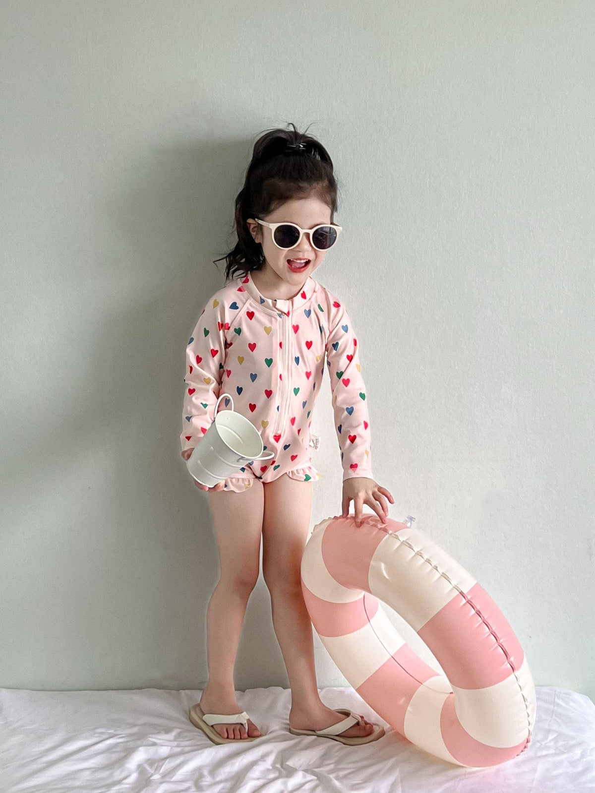 Fruit Print Long-Sleeve One-Piece Swimwear ラッフル 長袖ワンピース水着【mh0013347】 mamahalo kids ベビー用水着