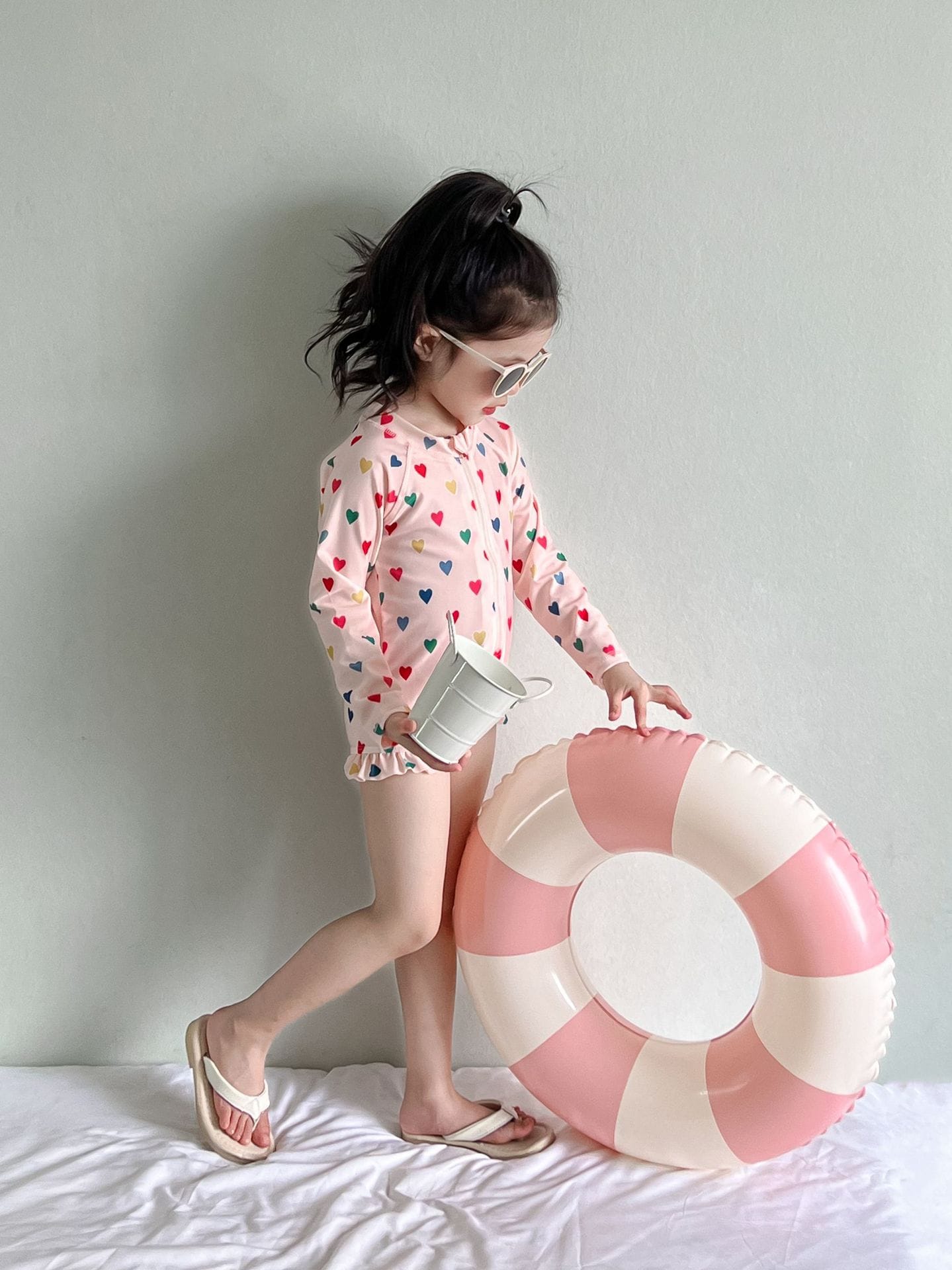 Fruit Print Long-Sleeve One-Piece Swimwear ラッフル 長袖ワンピース水着【mh0013347】 mamahalo kids ベビー用水着