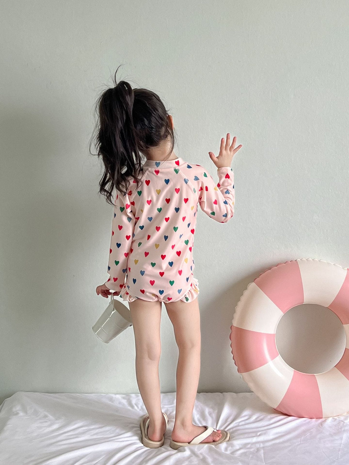 Fruit Print Long-Sleeve One-Piece Swimwear ラッフル 長袖ワンピース水着【mh0013347】 mamahalo kids ベビー用水着