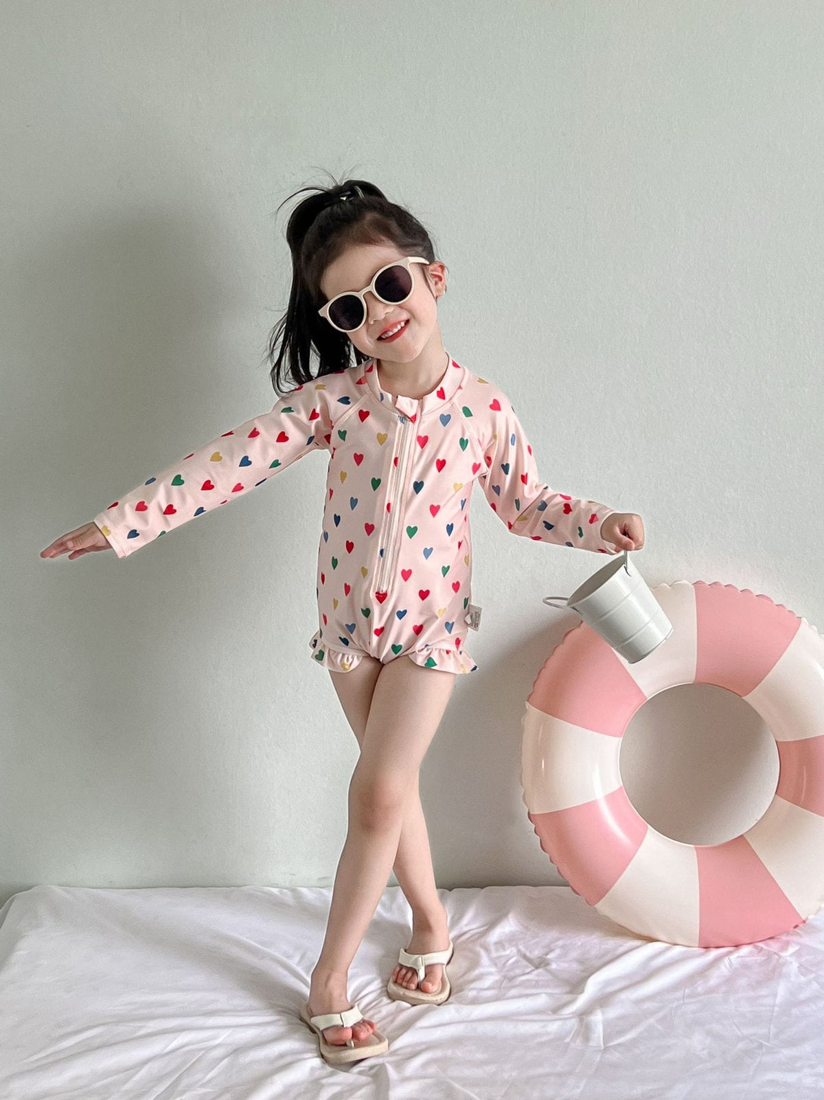 Fruit Print Long-Sleeve One-Piece Swimwear ラッフル 長袖ワンピース水着【mh0013347】 mamahalo kids ベビー用水着