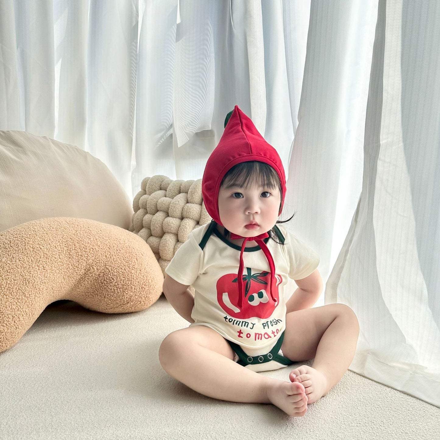 Fruit Print Short Sleeve Romper With Hat フルーツ 半袖ロンパース【mh0013392】 TOMMY'S GIFTS 半袖ロンパース