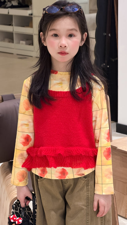 Full Printed Flower Long Sleeve Tee フラワープリント 長袖Tシャツ【mh0012355】 KUMAI.KIDS
