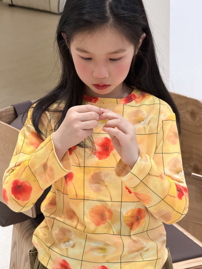Full Printed Flower Long Sleeve Tee フラワープリント 長袖Tシャツ【mh0012355】 KUMAI.KIDS