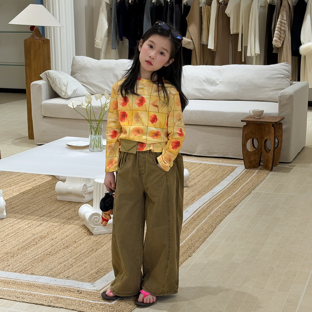 Full Printed Flower Long Sleeve Tee フラワープリント 長袖Tシャツ【mh0012355】 KUMAI.KIDS